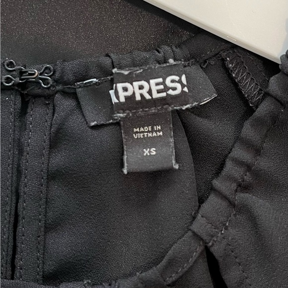 EXPRESS Black Satin-Like Blouse with Cutouts - Picture 3 of 4